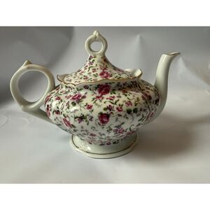 The Singing Teapot –‎ 1950s Lefton Rose Chintz Porcelain, Working Music Box